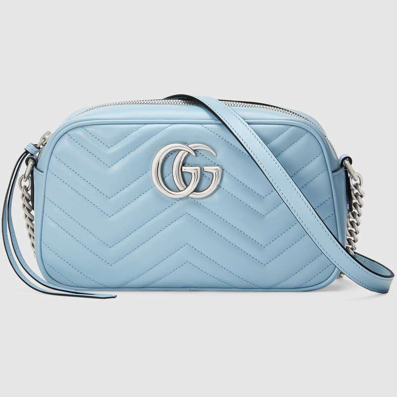 Gucci GG Marmont Small Matelasse Shoulder Bag 447632 Light Blue